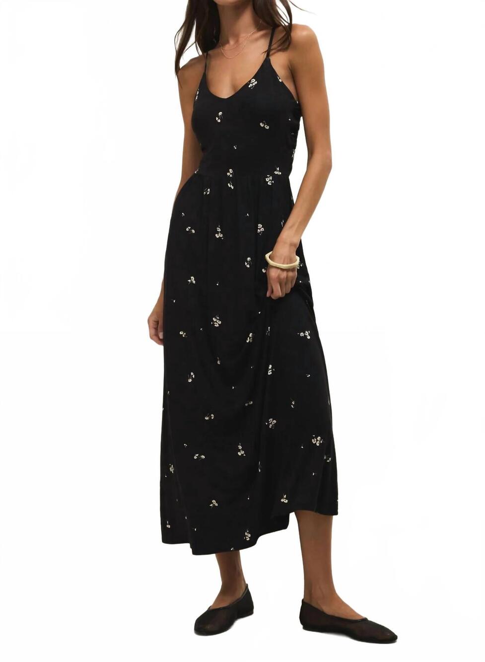 NEW Z SUPPLY women's cannes nala ditsy maxi dress in black